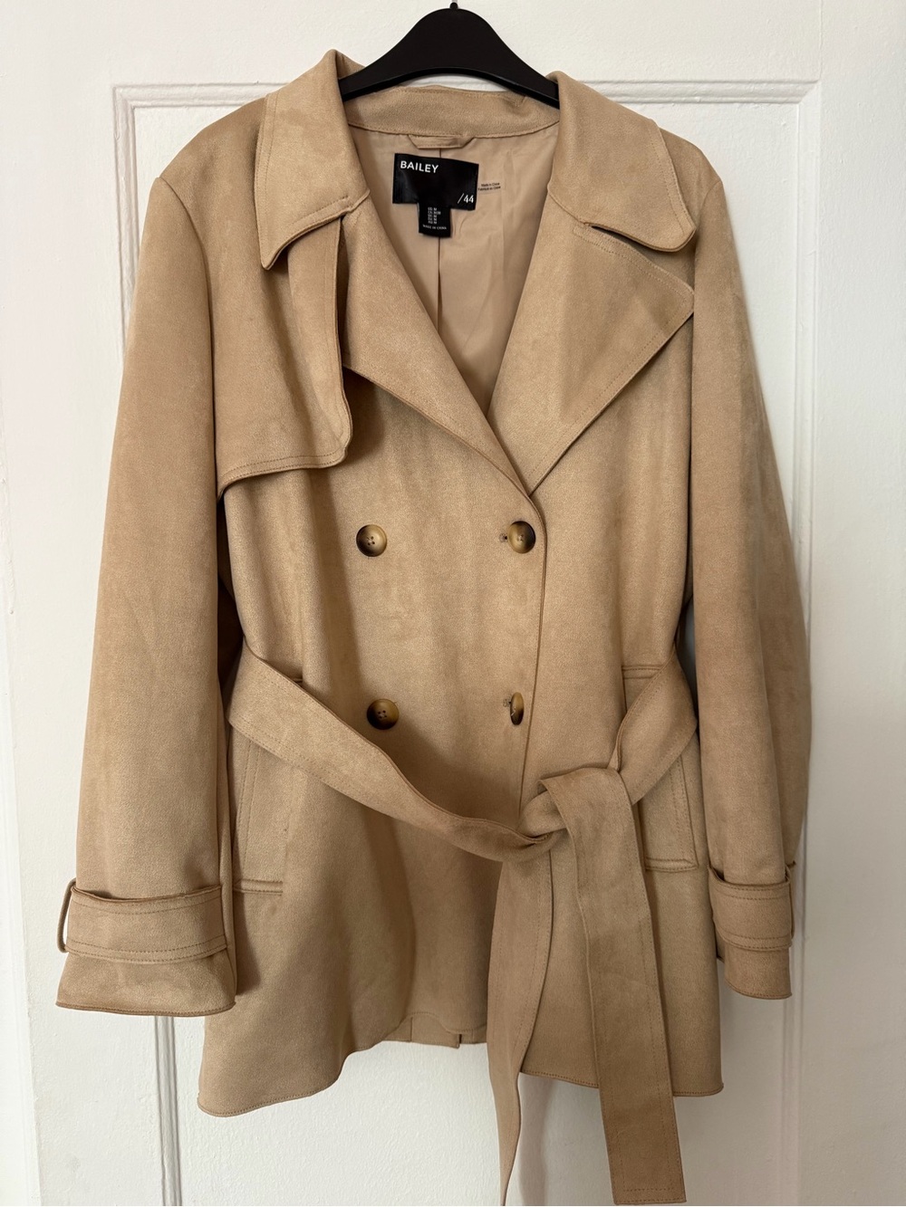 Bailey 44 Beige Double-Breasted Trench Coat with Belt